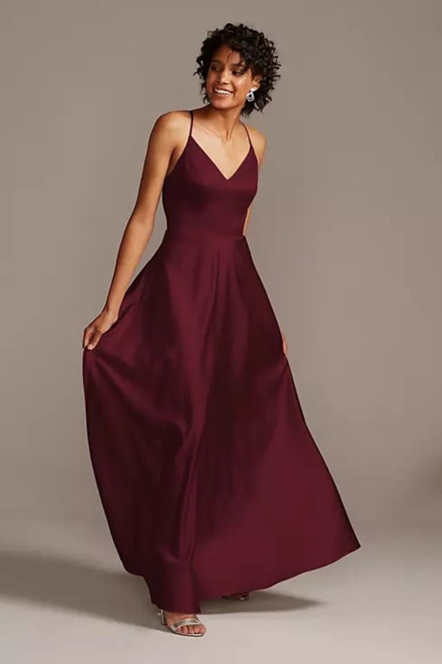 Celebrate DB Studio 2010s Satin Wine A-Line Maxi Dress NWT size 2